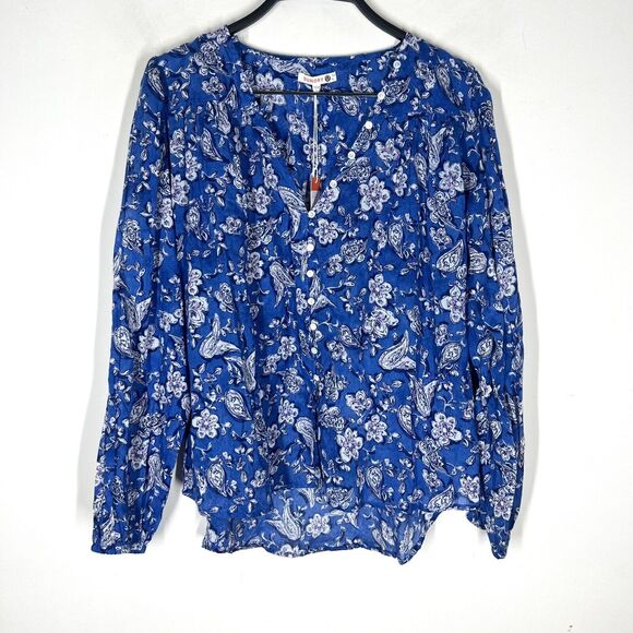 NEW Sundry Sz S Floral Button Down Blouse Perrin Paisley Long Sleeve Top - Picture 4 of 11